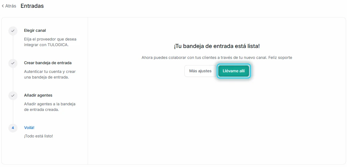 Pantalla final con el botón Llévame allí señalado
