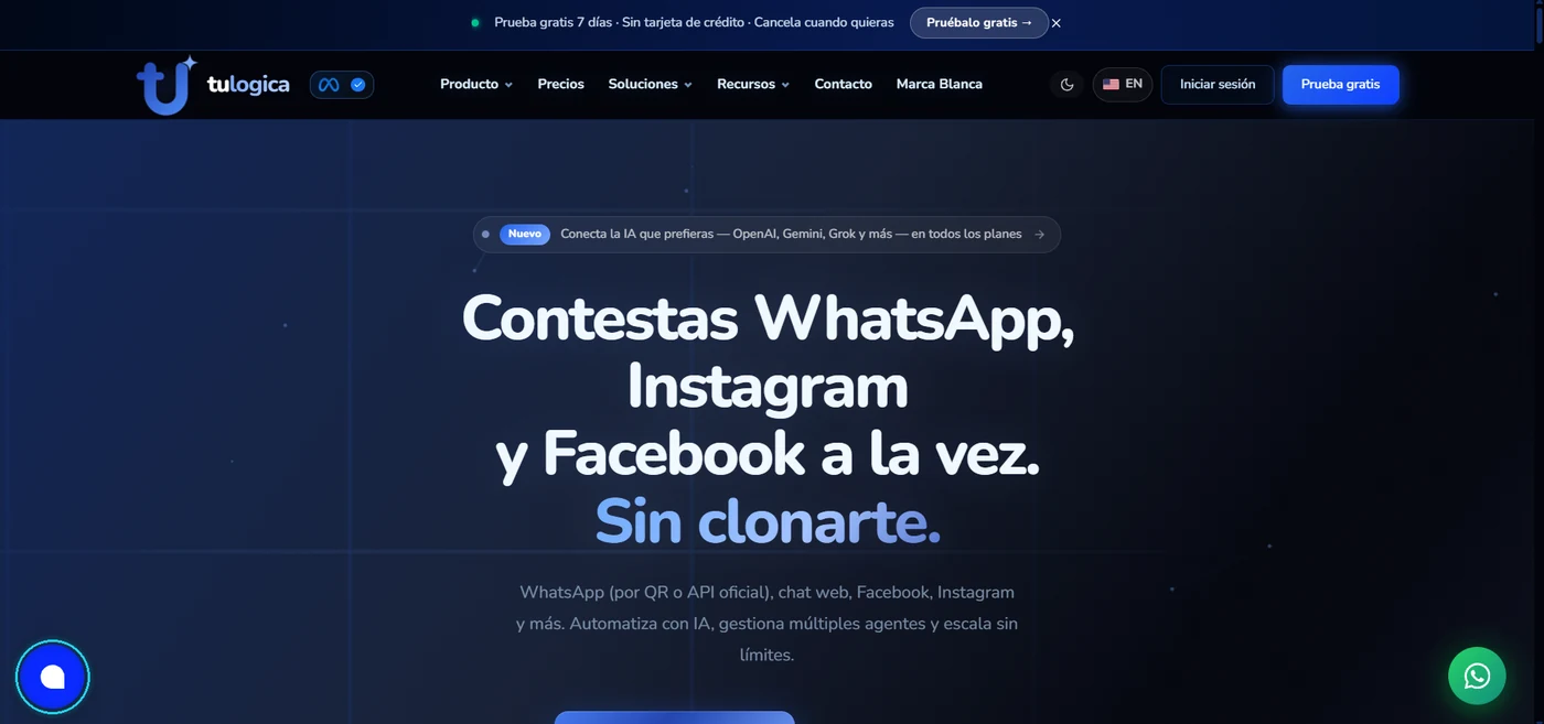 Sitio web con la burbuja del chat señalada abajo a la izquierda