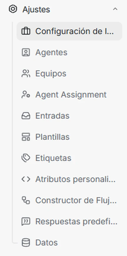 Submenú de Ajustes en modo Simple